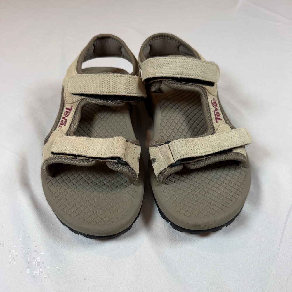 Teva Women's Open Toe Sandals Spoilers Adjustable Slingback Brown Beige Size 8 - Picture 2 of 7
